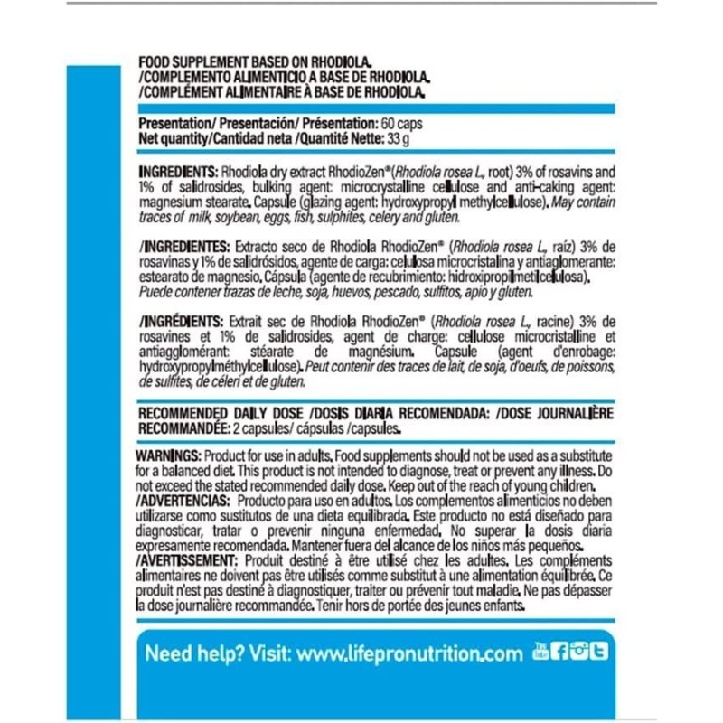 RHODIOLA ROSEA 600 MG - 60 VCAPS