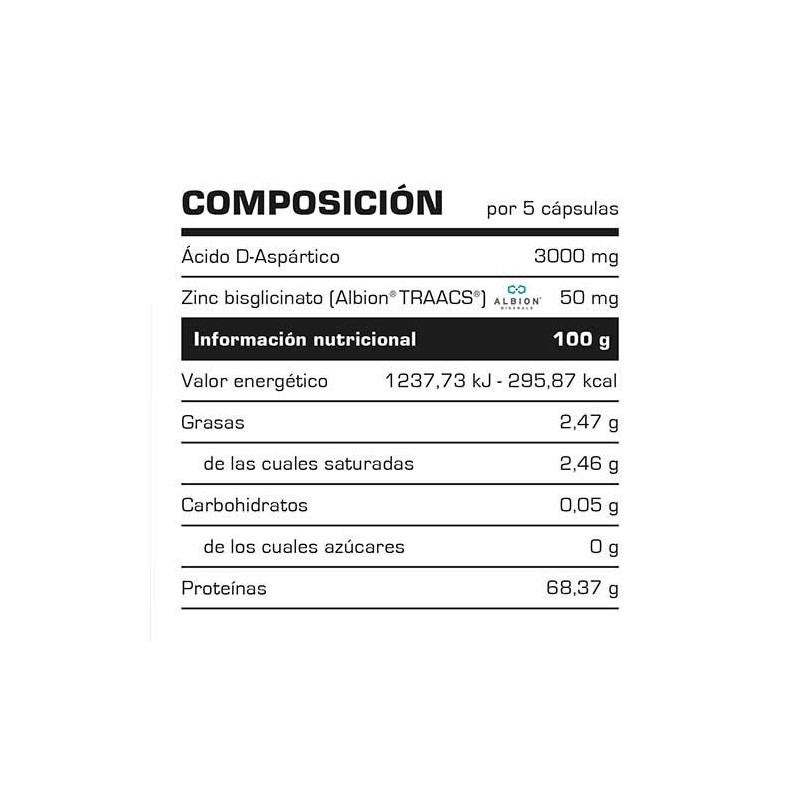 DAA (ACIDO D-ASPARTICO + ZINC) - 90 CÁPS.