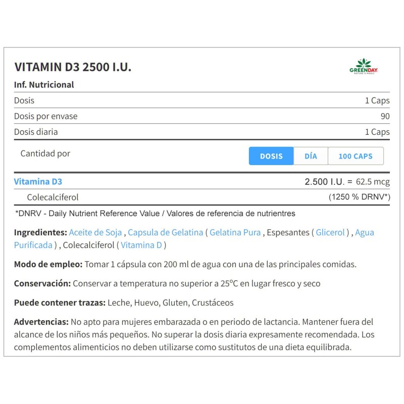 VITAMINA D3 - 2500 I.U. - 90 PERLAS