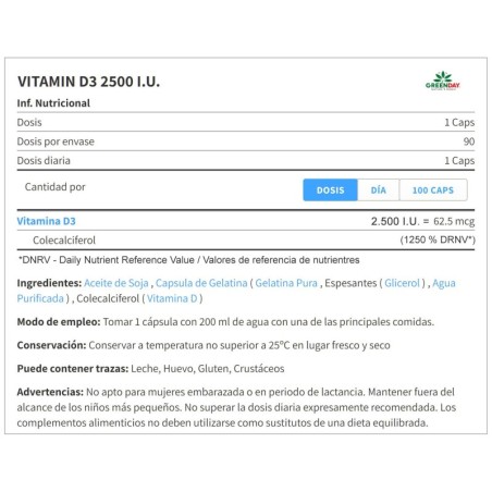 VITAMINA D3 - 2500 I.U. - 90 PERLAS